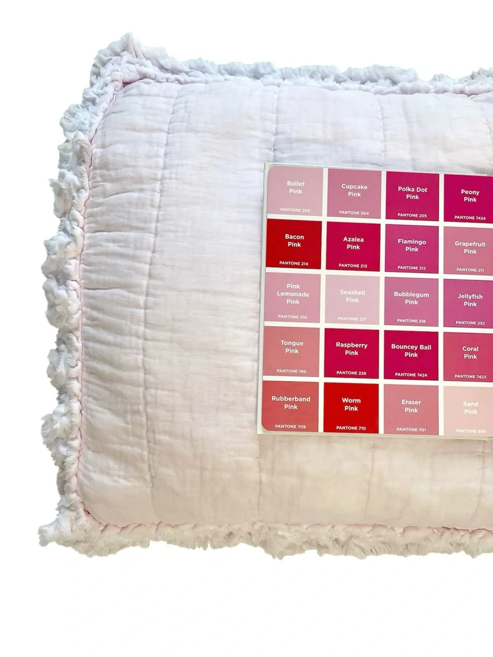 2 Boho Feminine Raw Edge Pillow Shams Quilted Pale Pink 100% Cotton CottageCore